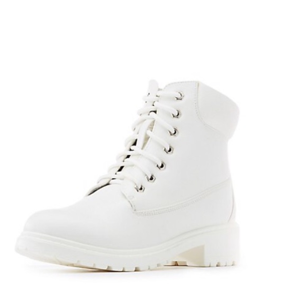 Bamboo faux leather combat boots